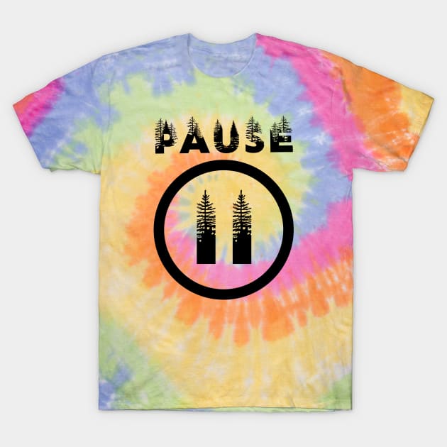 PAUSE black print design T-Shirt by Off the Page